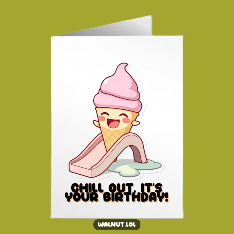 Free Printable Birthday Card: Funny Melting Ice Cream Cone, Hilarious Downloadable Gift!