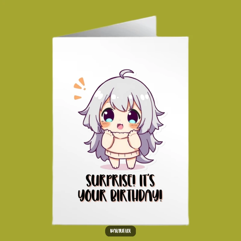 Free Printable Birthday Card: Surprised Character Pose - Funny Downloadable Gift