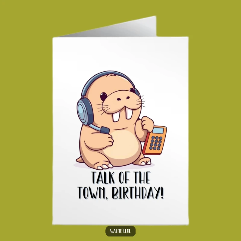 Free Printable Birthday Card: Walrus on Duty, Perfect Downloadable Gift