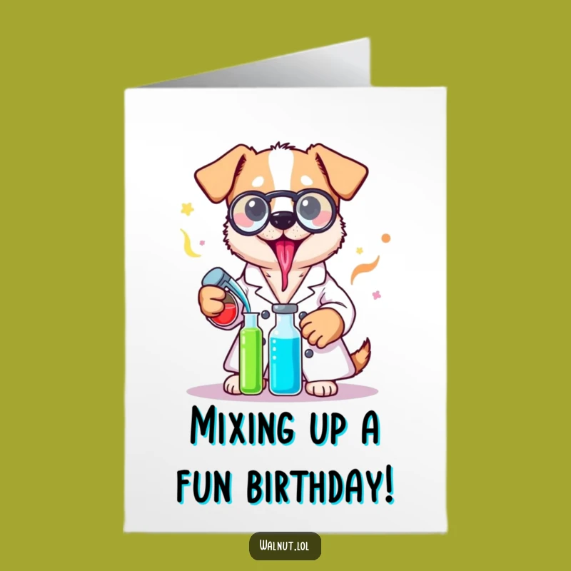 Funny Free Printable Dog Lab Birthday Card - Downloadable DIY Gift for Scientists