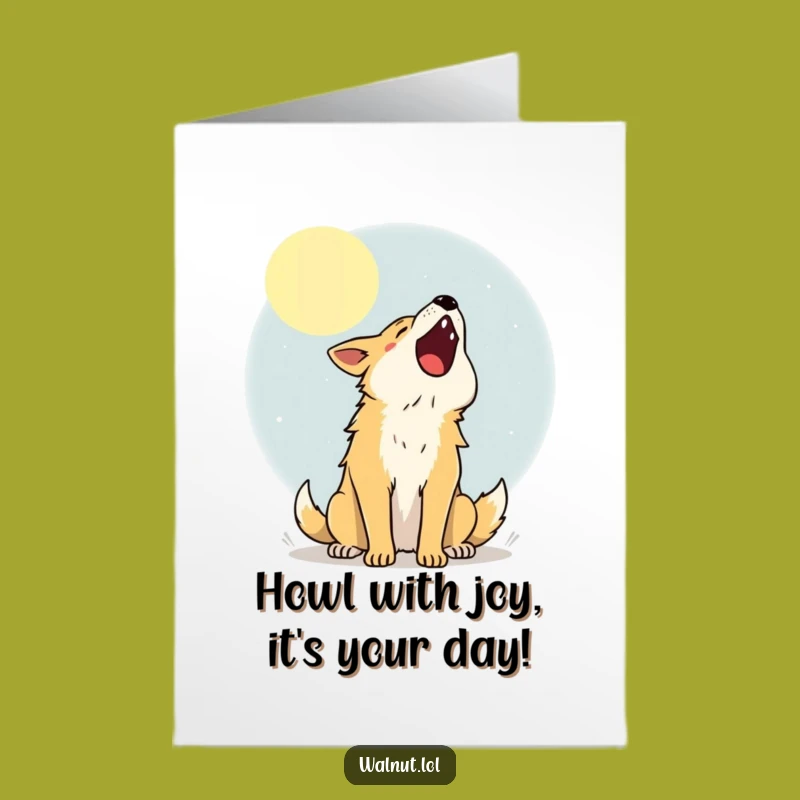 Free Printable Birthday Card: Joyful Howling Dog Humor Downloadable Greeting