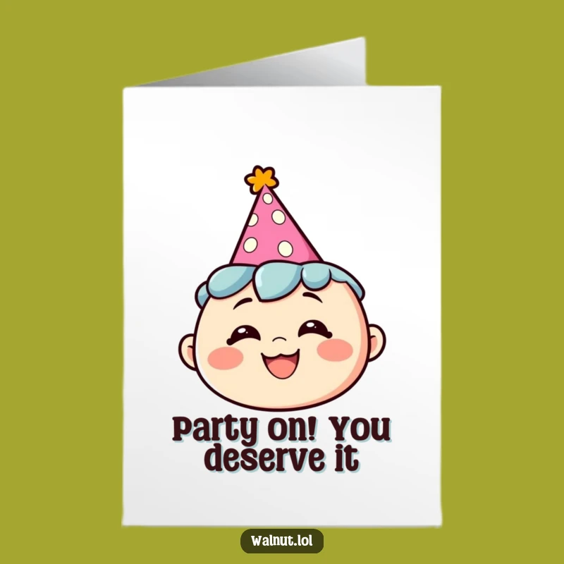 Free Printable Birthday Card: Party Hat Character - Hilarious Downloadable Gift