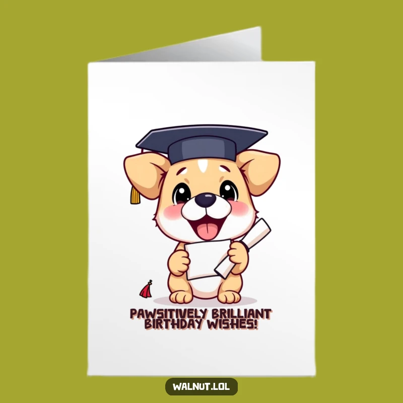 Funny Free Printable Graduation Dog Birthday Card - Downloadable DIY Gift for Pet Lovers