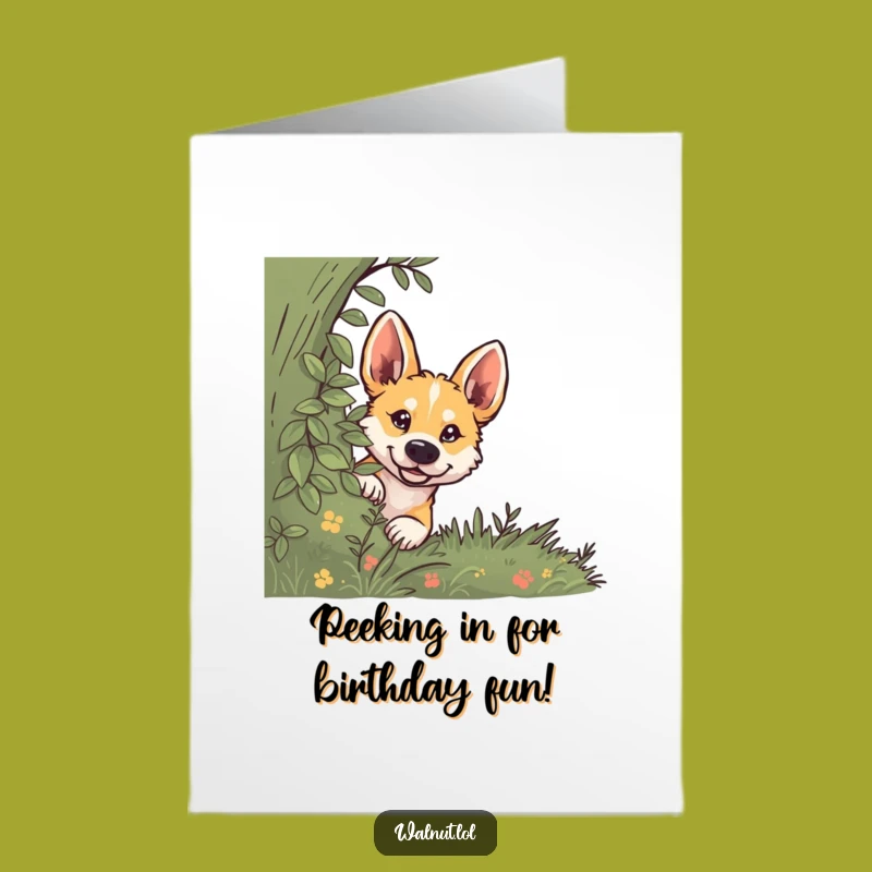 Free Printable Birthday Card: Curious Dog Peeking, Birthday Surprise