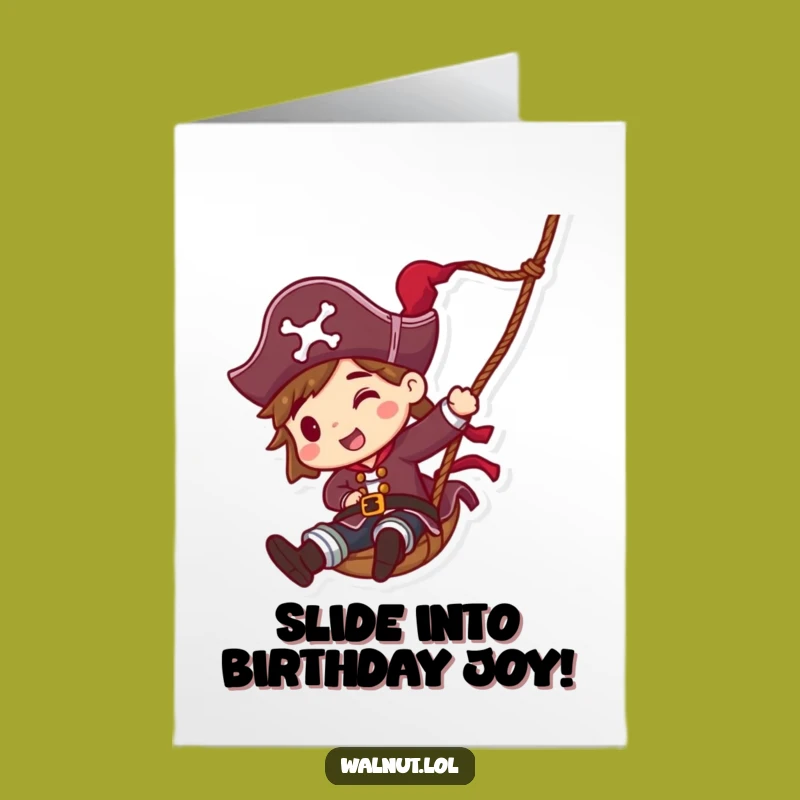 Funny Free Printable Pirate Rope Slide Birthday Card - DIY Downloadable Gift