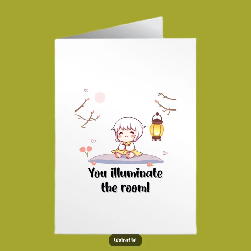 Free Printable Congrats Card: Happy Lantern Character Celebration Downloadable Gift