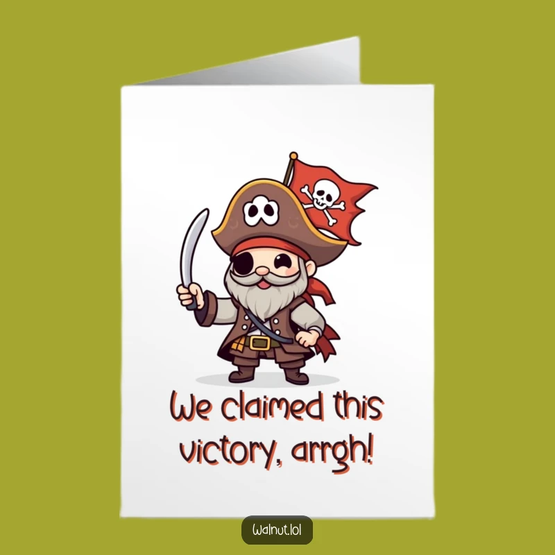 Free Printable Congrats Card: Pirate Waving Flag, Celebratory Downloadable Gift
