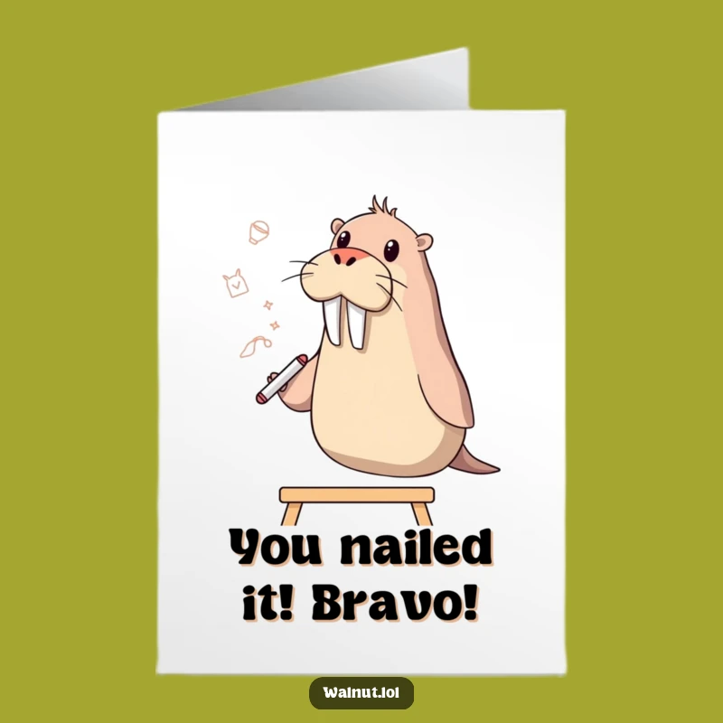 Free Printable Congrats Card: Walrus Artist's Masterpiece - Humorous Download