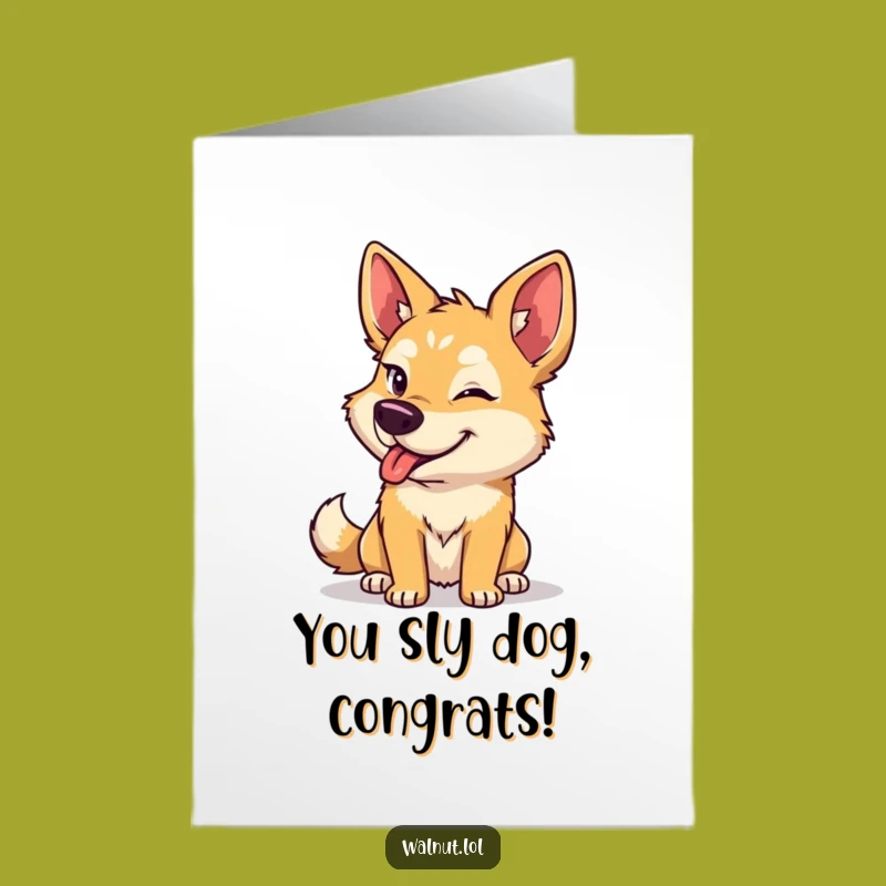 Free Printable Congrats Card: Winking Dog Design for Celebrating Success Playfully