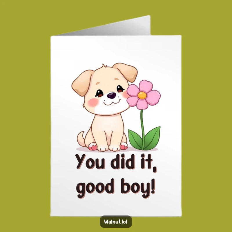 Free Printable Congratulations Card: Funny Dog's Smile for Your Blooming Success!