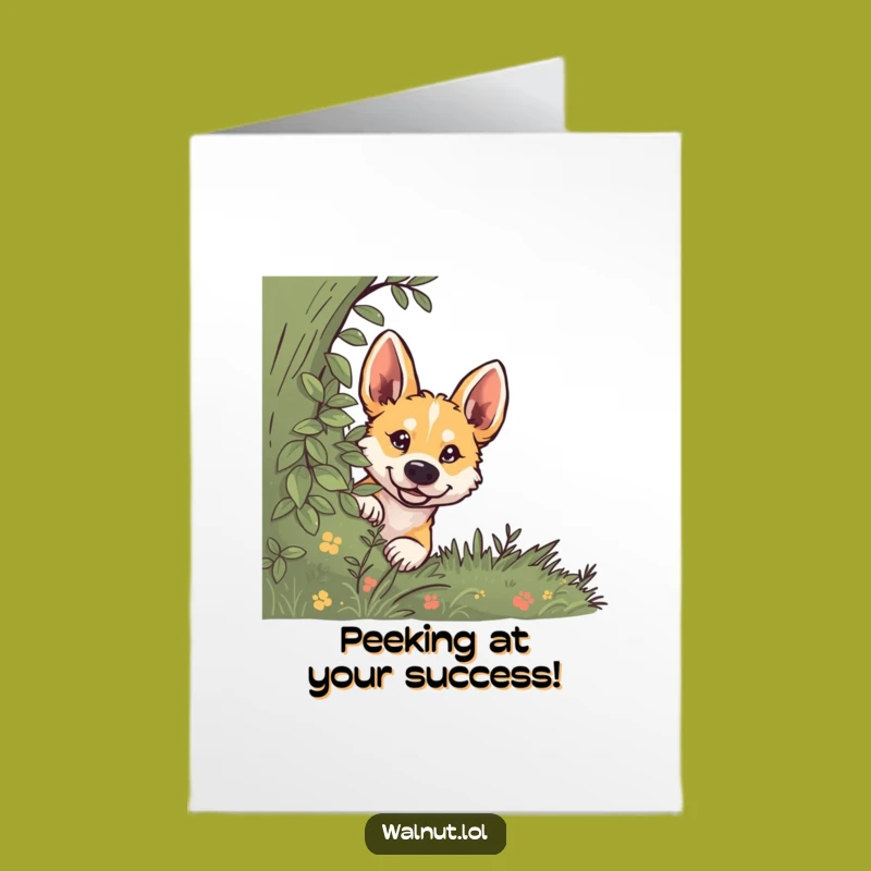 Free Printable Congrats Card: Curious Dog Peeking, Big News