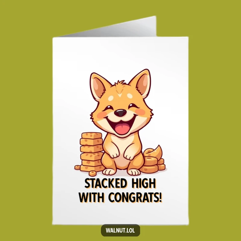 Free Printable Congrats Card: Dog Balancing Treats, Grinning Success