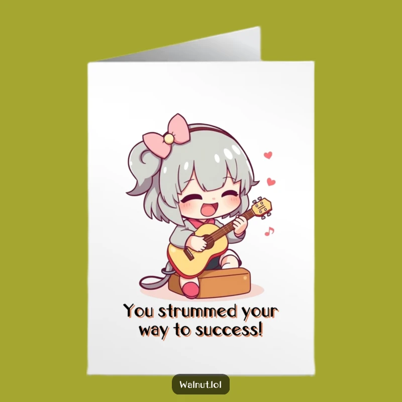 Free Printable Congrats Card: Funny Guitarist Character Celebration Downloadable Gift