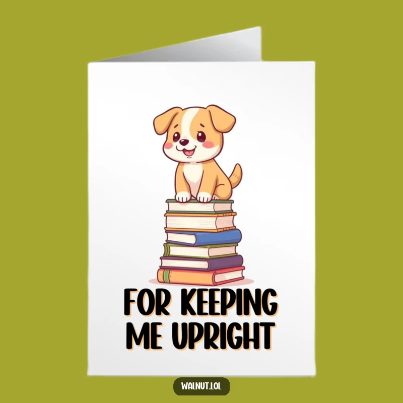 Funny Free Printable Dog Thank You Card: Book Balance Gratitude Downloadable Gift