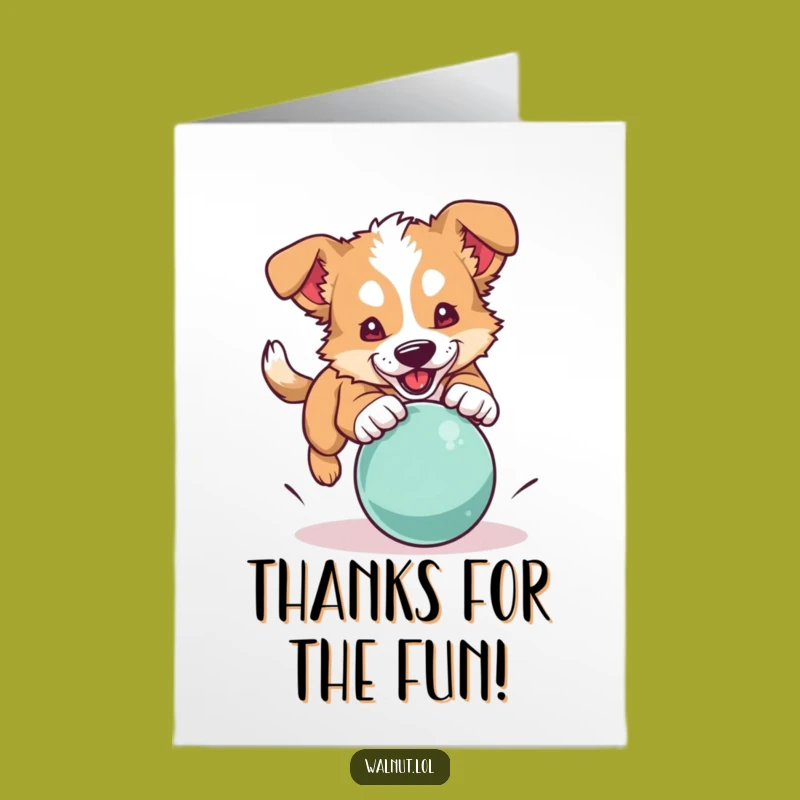Free Printable Thank You Card: Dog Pouncing Ball Gratitude