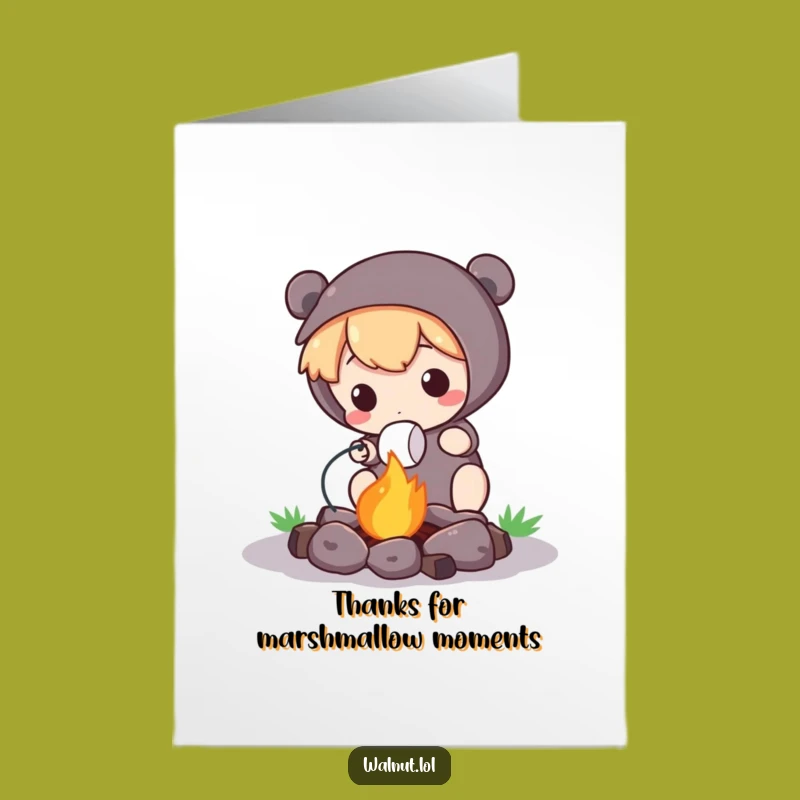 Free Printable Thank You Card: Grateful Campfire Character, A Sweet Thanks, Downloadable Gift