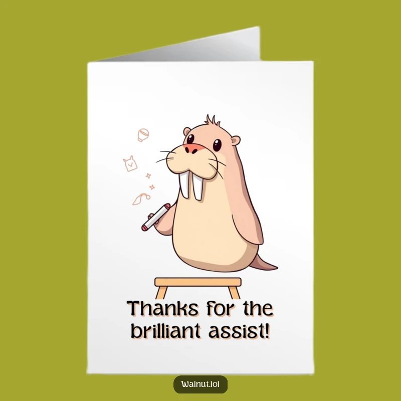 Free Printable Thank You Card: Walrus Artist Expresses Gratitude - Funny Download