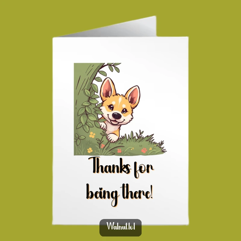 Free Printable Thank You Card: Curious Dog Peeking, Subtle Thanks