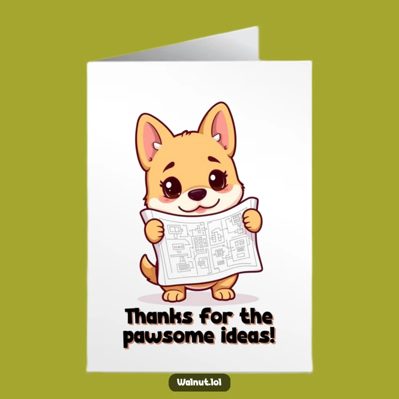 Funny Free Printable Dog Blueprint Thank You Card - Downloadable DIY Gift