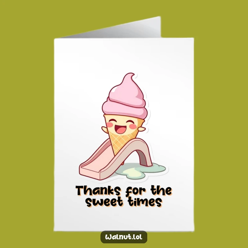Free Printable Thank You Card: Melting Ice Cream Cone, Funny Downloadable Gratitude!