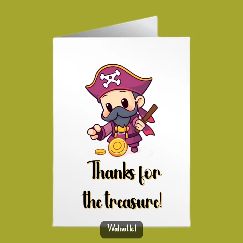Free Printable Thank You Card: Pirate Finds Gold, Grateful Downloadable Gift