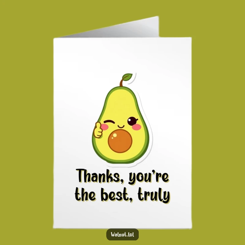 Free Printable Funny Thank You Card Avocado Thumbs Up Downloadable Expressing Gratitude Coolly