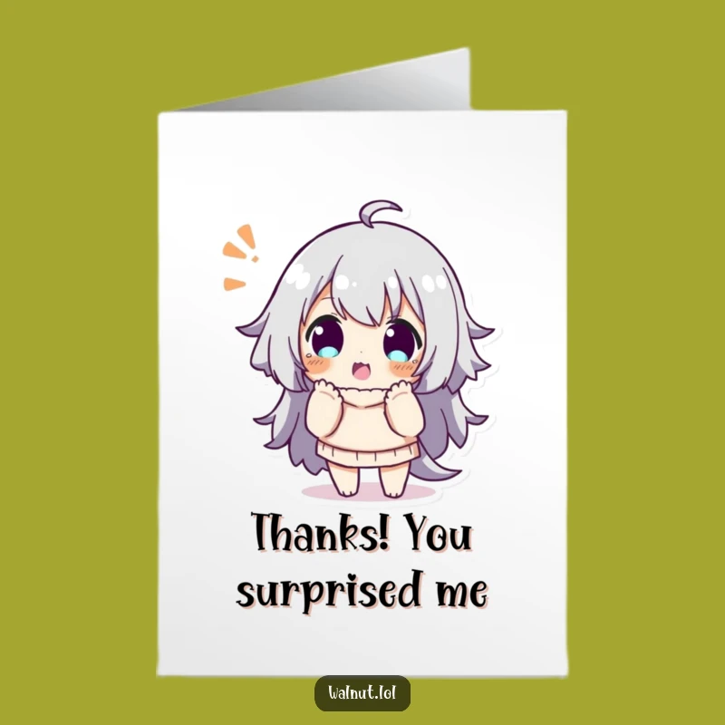 Free Printable Thank You Card: Surprised Character Pose - Funny Downloadable Gift