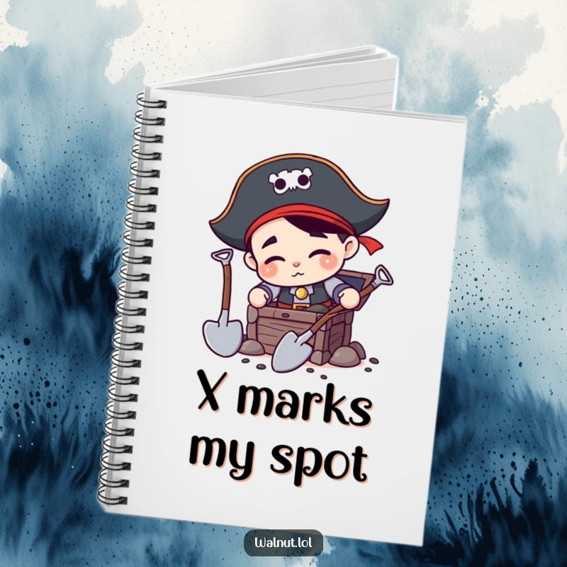 Funny Pirate Digging Notebook: Determined pirate character with two shovels, digging for treasure, inspiring creative writing and note-taking.