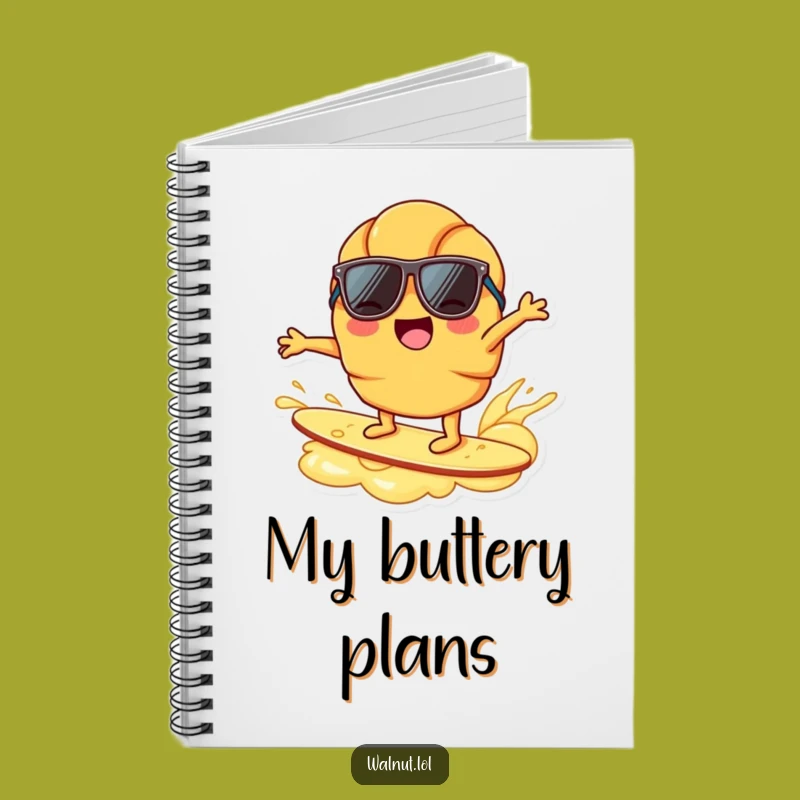 Funny Croissant Surfing Butter Notebook - Hilarious Breakfast & Ideas