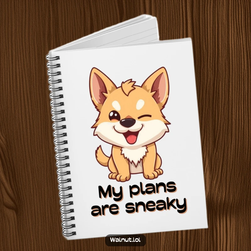 Funny Notebook cover showing a wild dog giving a mischievous wink. Ideal for jotting down playful notes and creative ideas.
