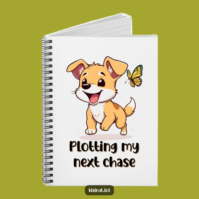 Funny Wild Dog Chasing Butterfly Notebook: Jot Down Laughs & Ideas