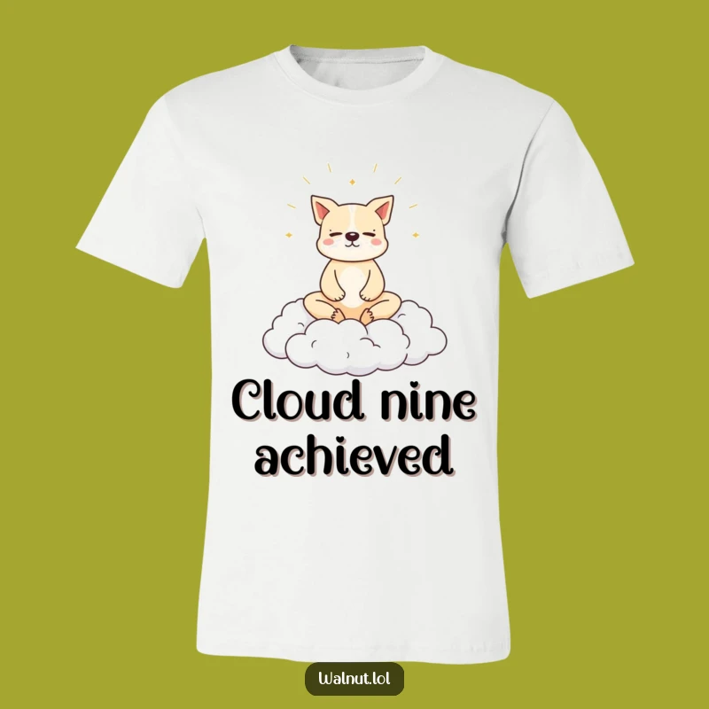 Funny Dog Cloud Meditation T-Shirt: Zen Pooch Bliss - Comfy & Hilarious