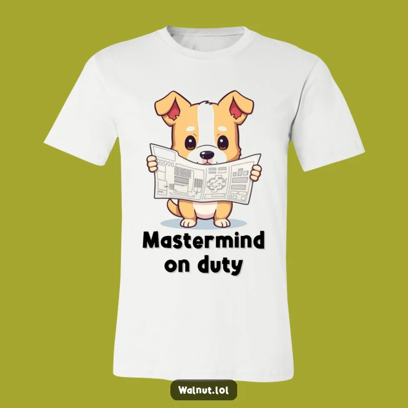 Funny Curious Dog T-Shirt: Holding Blueprint, The Ultimate Funny Gift