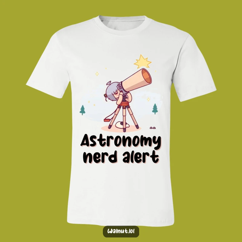 Funny Stargazer T-Shirt: Cute Character's Telescope Tee