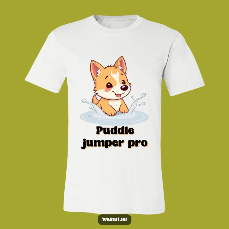 Funny Wild Dog Puddle Splash T-Shirt: Joyful Canine Humor, Great Gift!