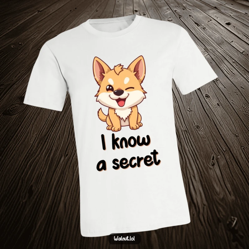 Funny T-Shirt with a wild dog character giving a sly, mischievous wink. A humorous and spirited design for dog enthusiasts.