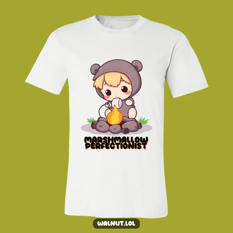 Funny Campfire T-Shirt: Cute Character's Marshmallow Tee
