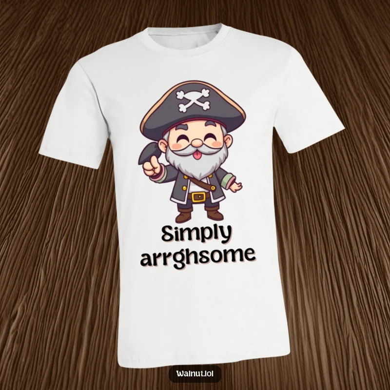 Funny Pirate T-Shirt of a character giving a hearty Arrgh! gesture, perfect for expressing bold enthusiasm and pirate pride.