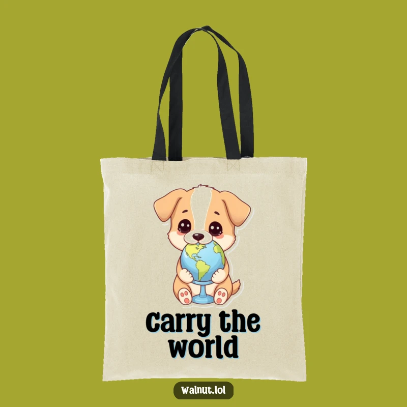 Funny Globe Dog Tote Bag: Carry Your World with Style Gift