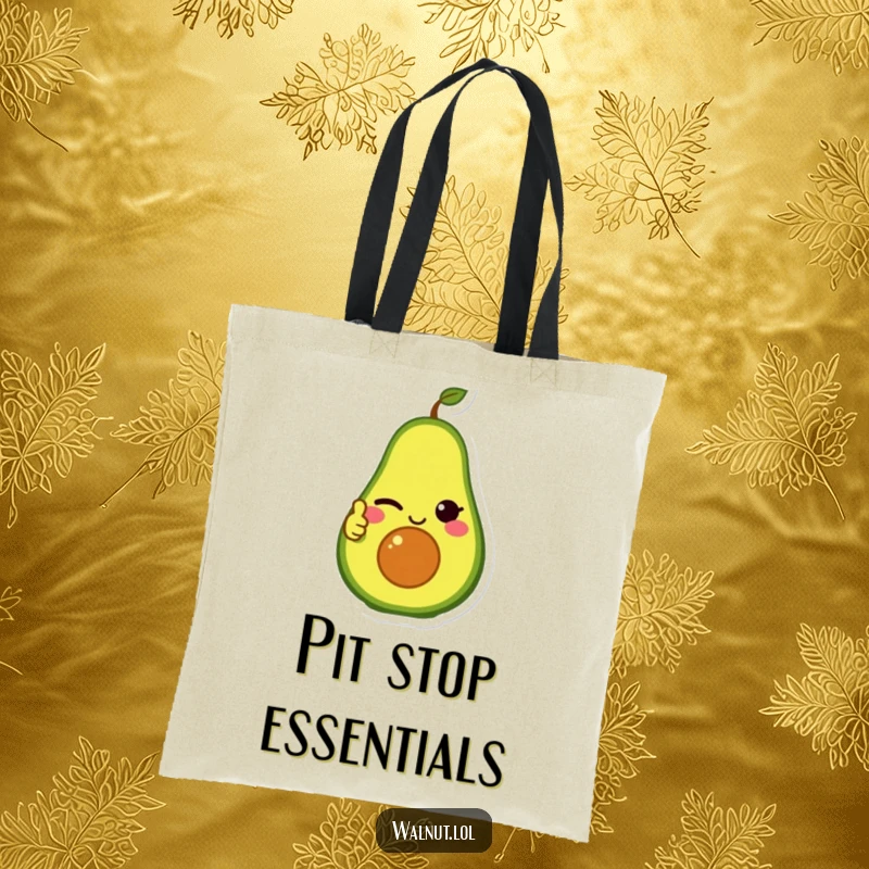 Funny Tote Bag: A winking avocado character gives a thumbs up, perfect for carrying groceries or daily items with healthy flair.