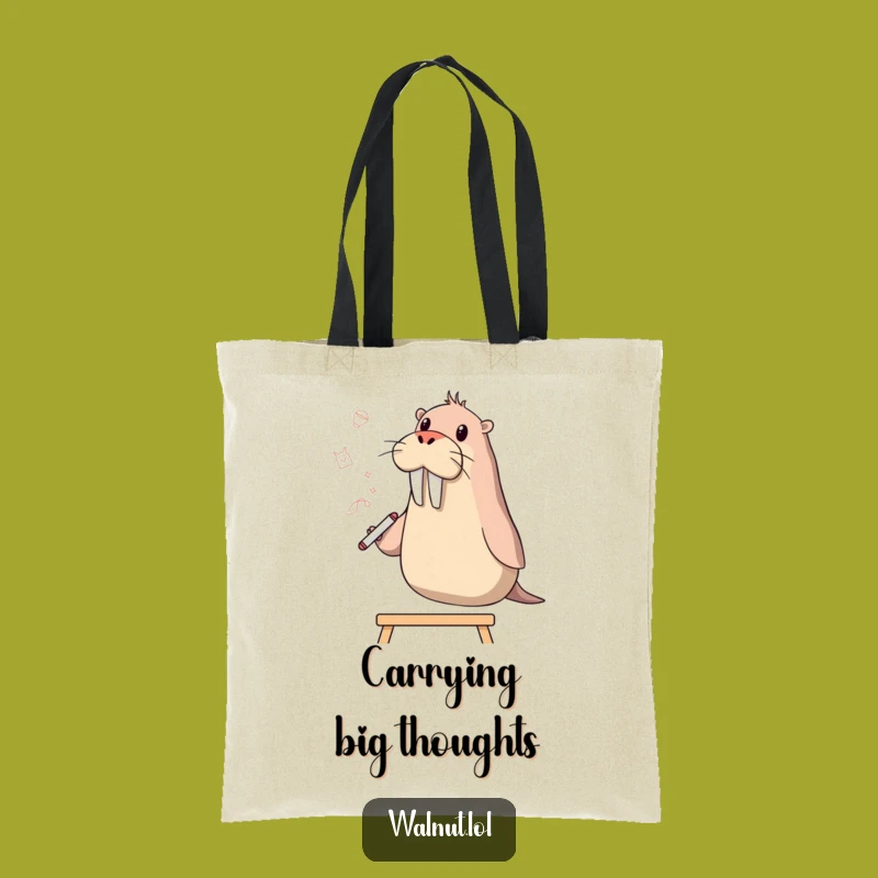 Funny Walrus Artist Tote Bag: Carry Your Ideas in Hilarious Style, Eco-Friendly Gift