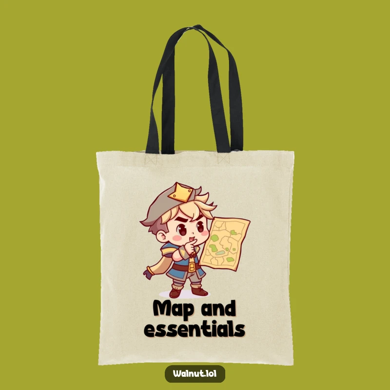 Funny Adventure Map Tote Bag: Carry Your Plans with a Determined Character