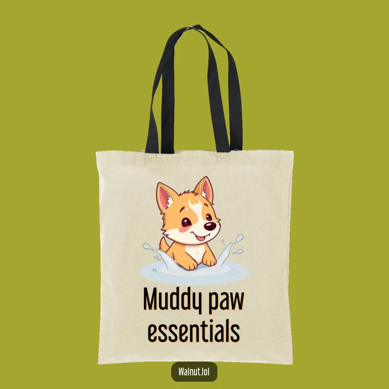 Funny Dog Puddle Splash Tote Bag: Carry Your Fun, Great Eco-Gift!